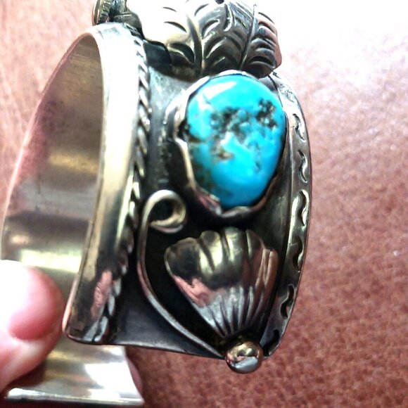Native American Navajo Turquoise Watch Cuff Vintage 52g (1313) - Picture 4 of 12
